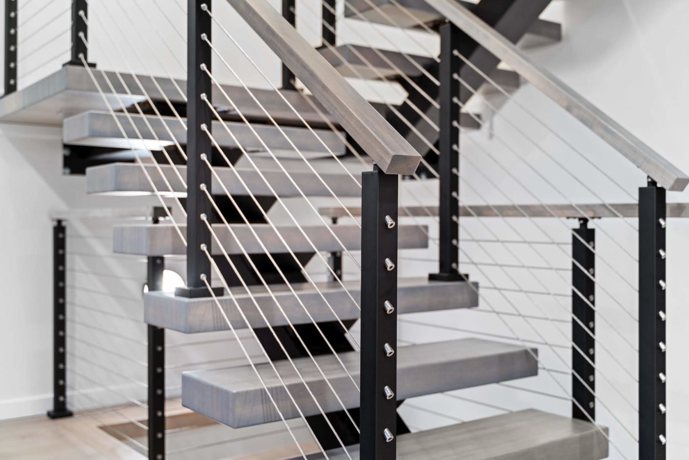 Photo of the modern stairs in a new construction building
